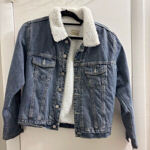 TRUHAN Denim Jacket with White Sherpa
